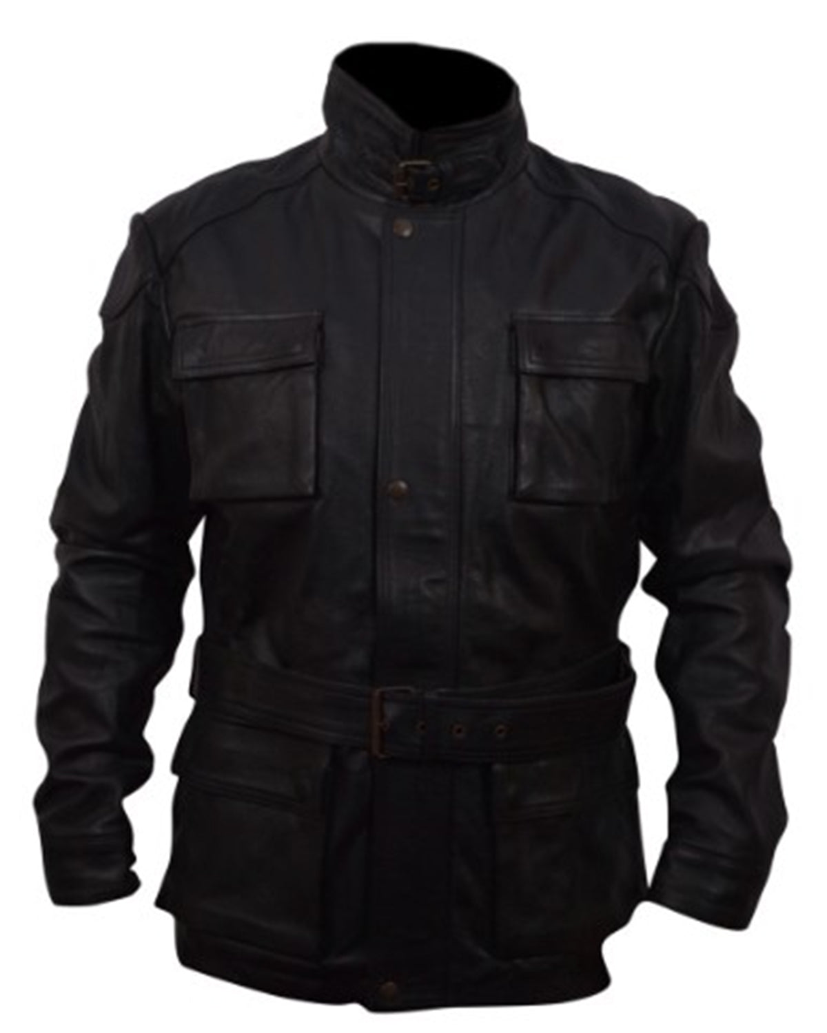 Bane Box Pockets Black Faux Leather Jacket