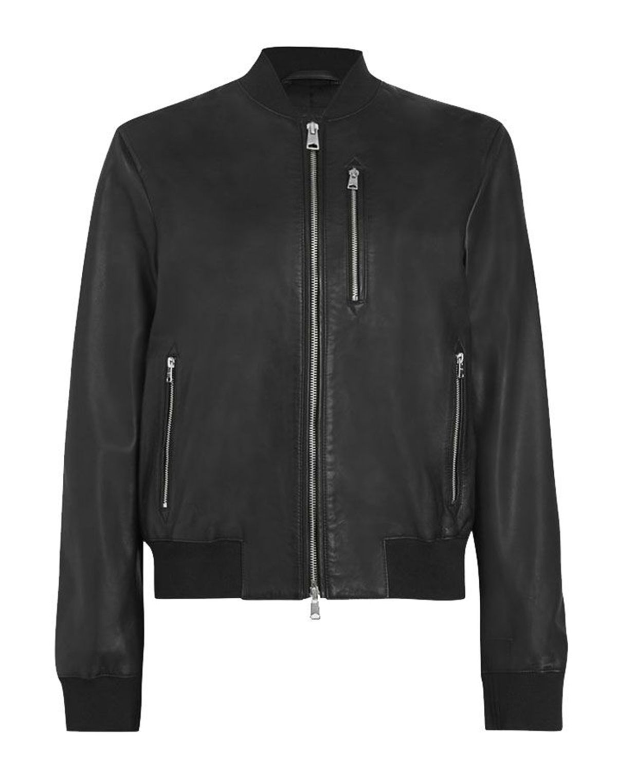 Women's Elegant Black Bomber Leather Jacket