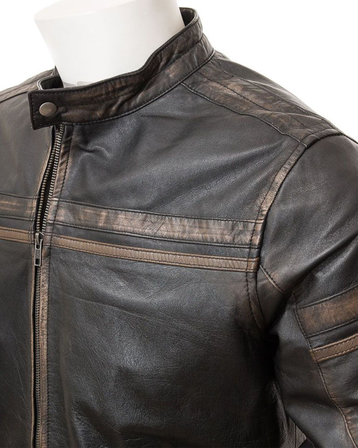 Men's Vintage Black Leather Biker Jacket