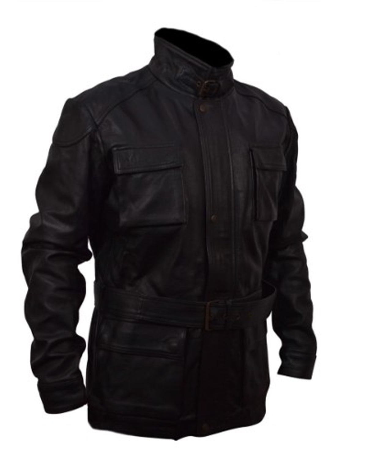 Bane Box Pockets Black Faux Leather Jacket