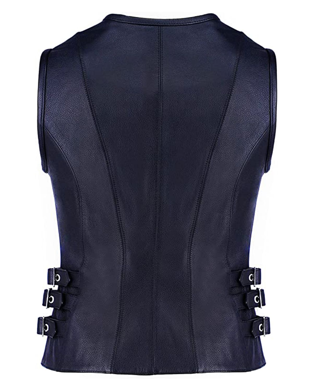 Women's Front Zip Closure Biker Leather Vest