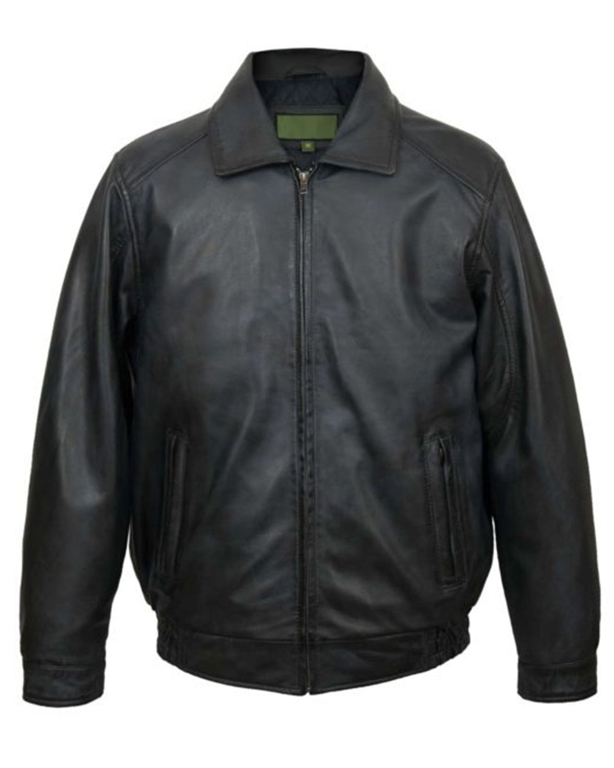 Men's Blue Leather Blouson Jacket