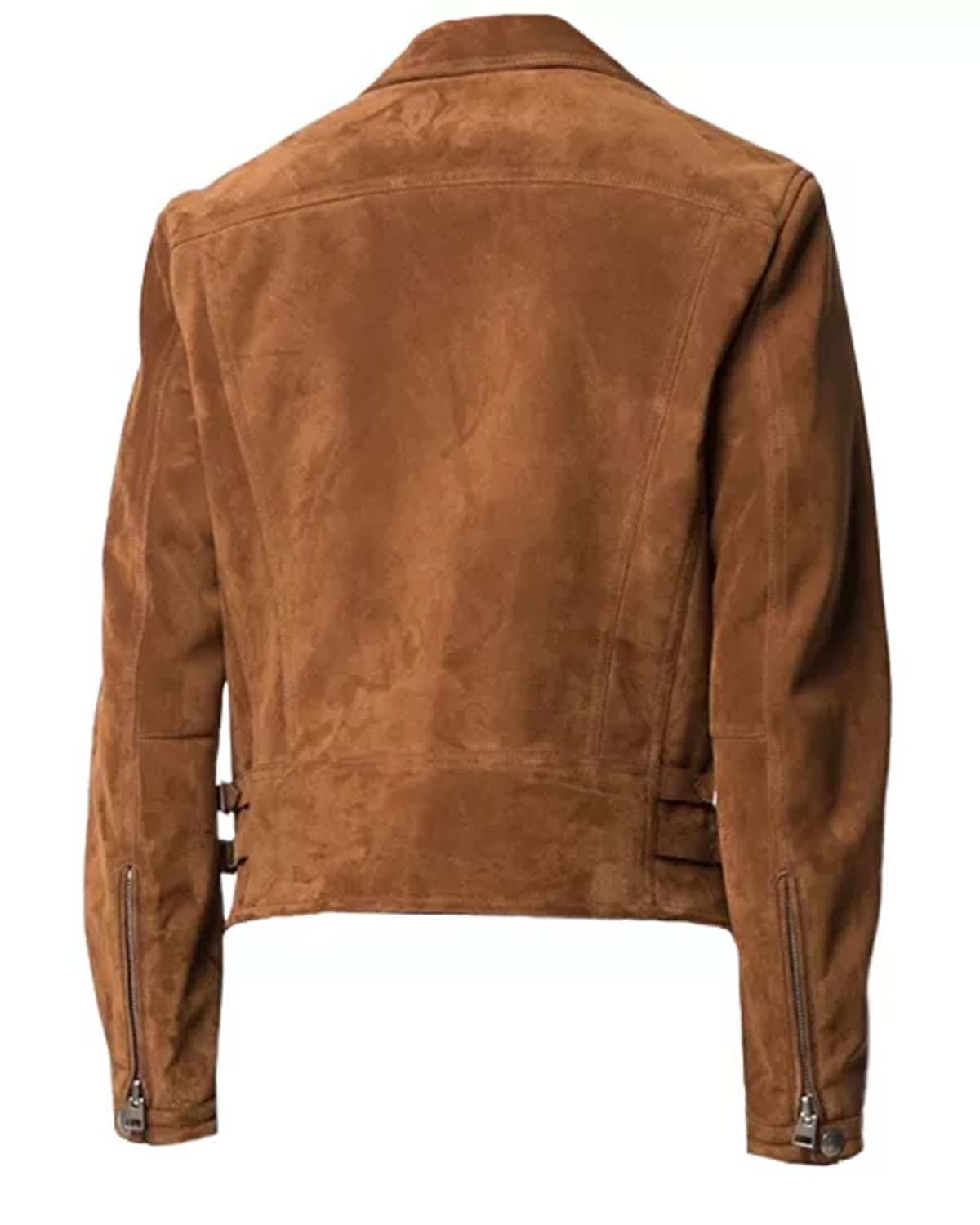 Men's Brown Suede Moto Jacket