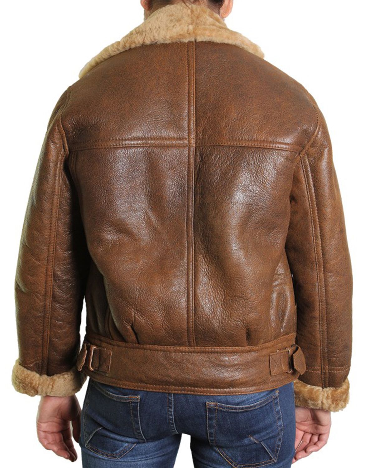 Women's Fur Shearling Flying Bomber Aviator Jacket