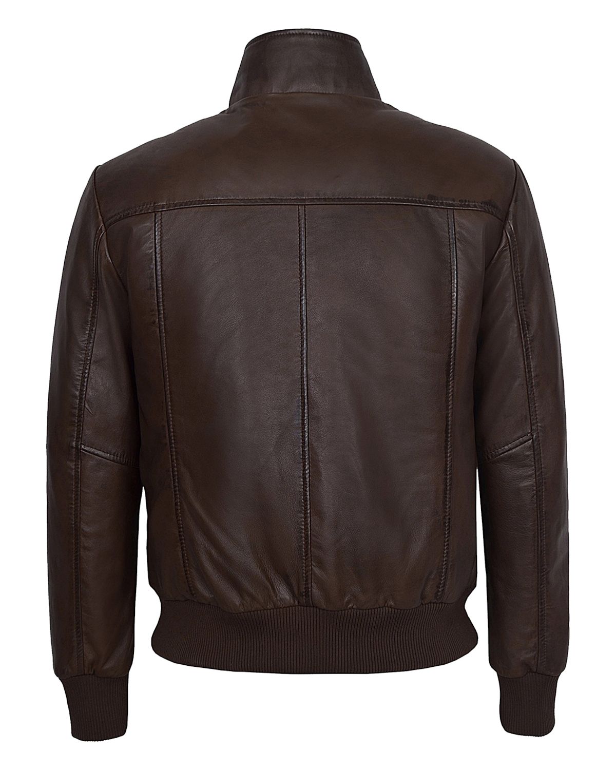 Men's Quilted Brown Retro Bomber Leather Jacket