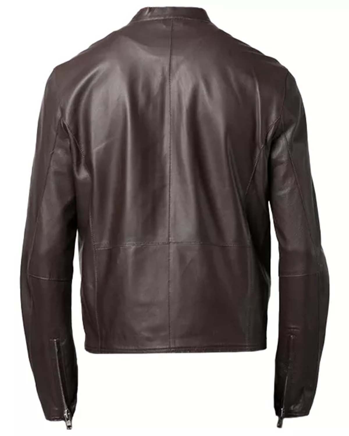 Men's Plain Brown Leather Jacket