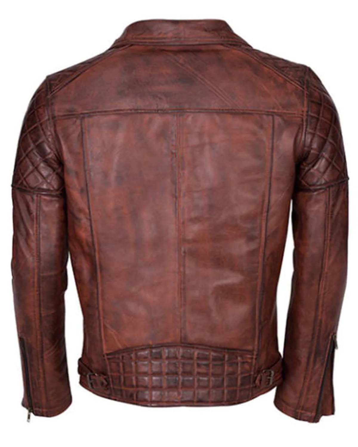 Brando Vintage Biker Cafe Racer Washed Distressed Brown Leather Jacket