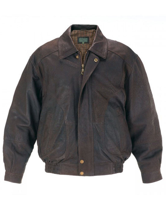 Men's Brown Leather Blouson Jacket