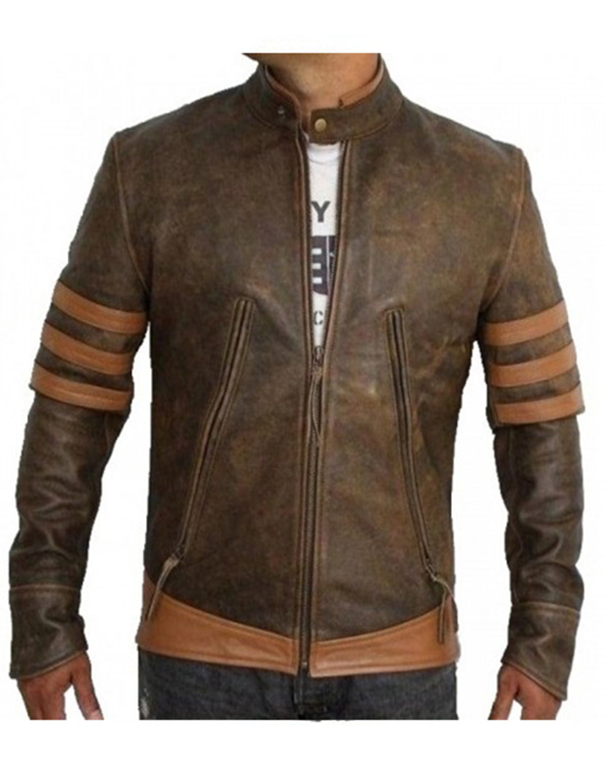 Distressed Brown Motorcycle Leather Jacket