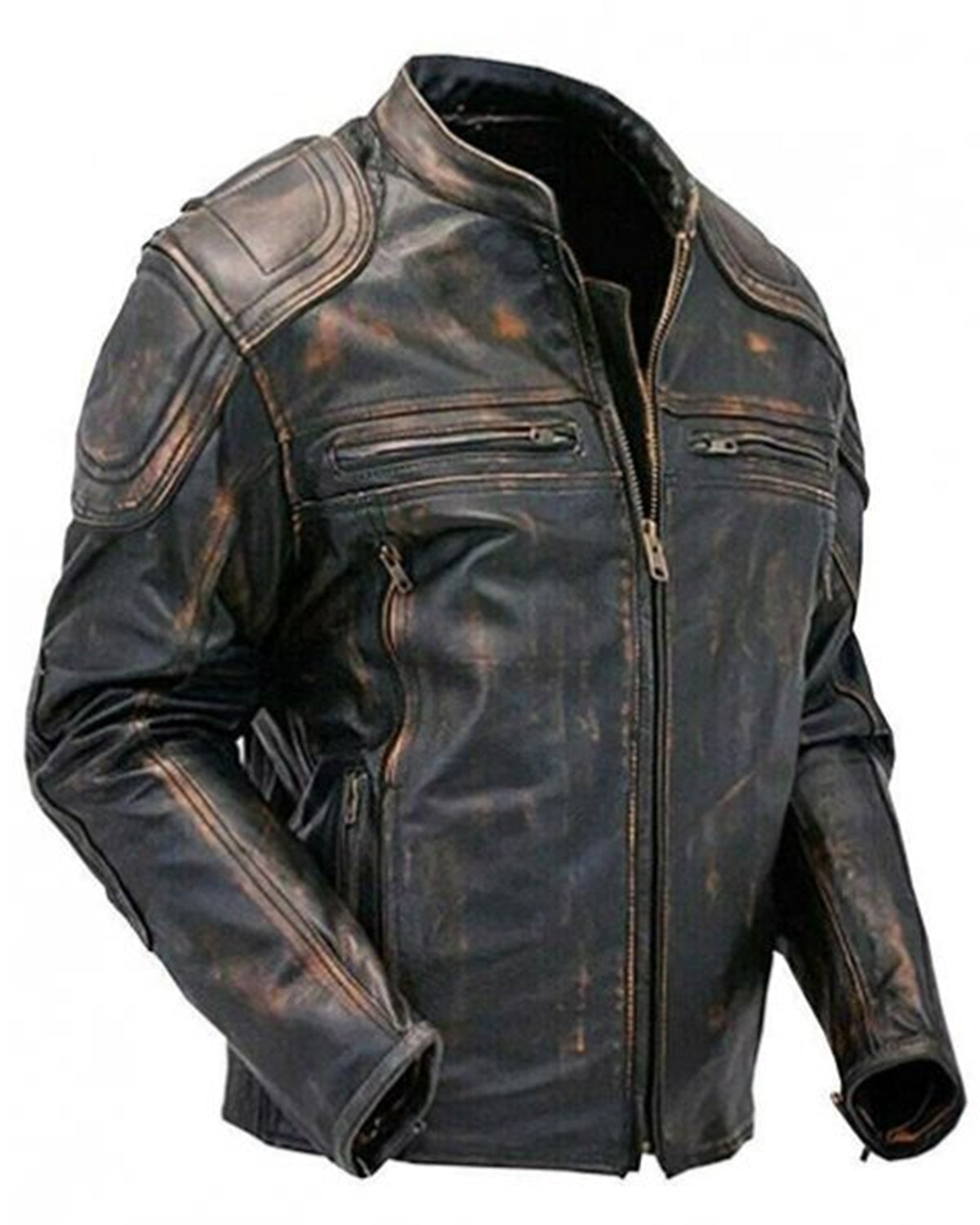 Men's Brown Harley Cafe Racer Cowhide Leather Jacket