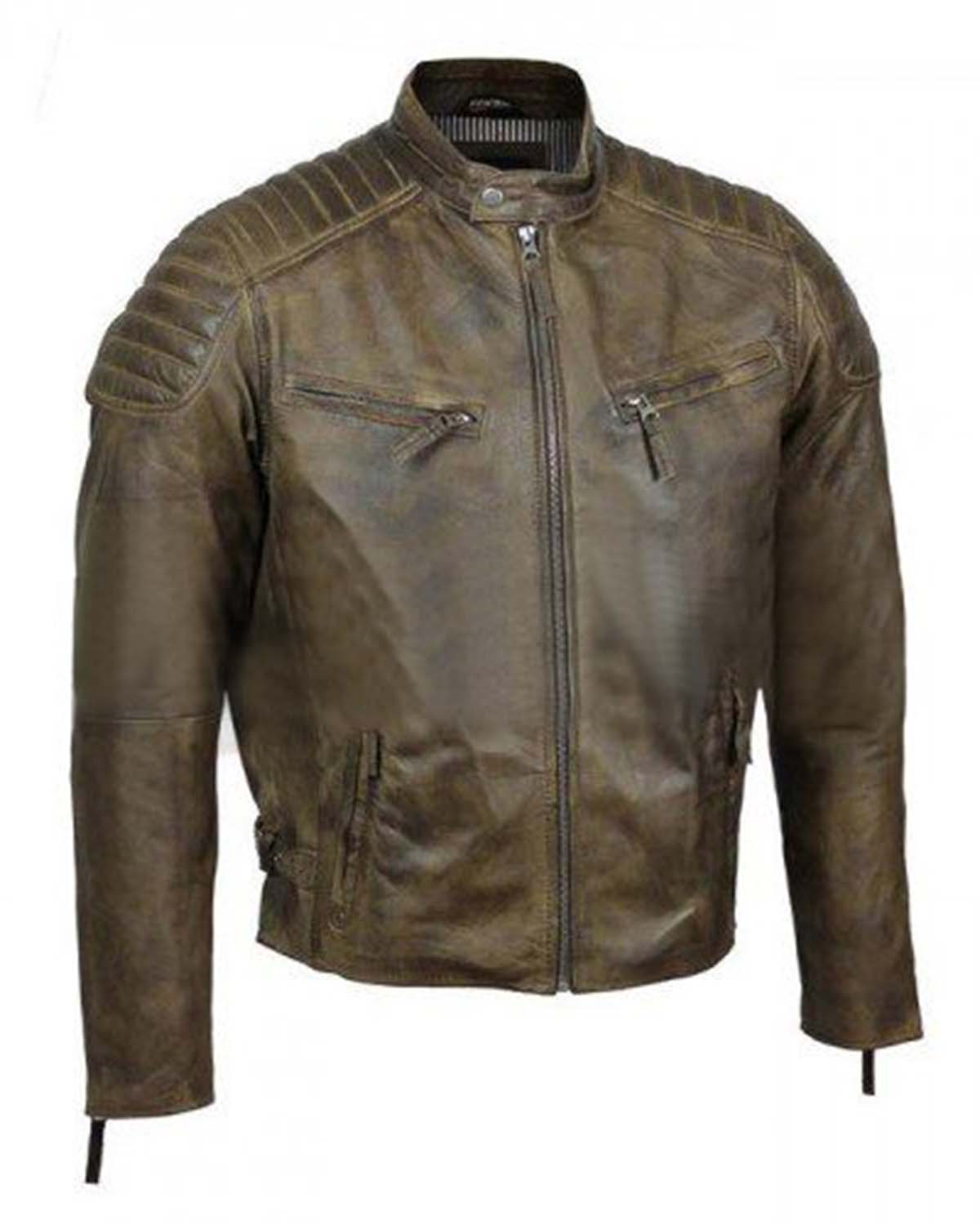 Men's Antique Urban Washed Brown Motorcycle Jacket