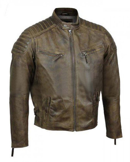 Men's Antique Urban Washed Brown Motorcycle Jacket