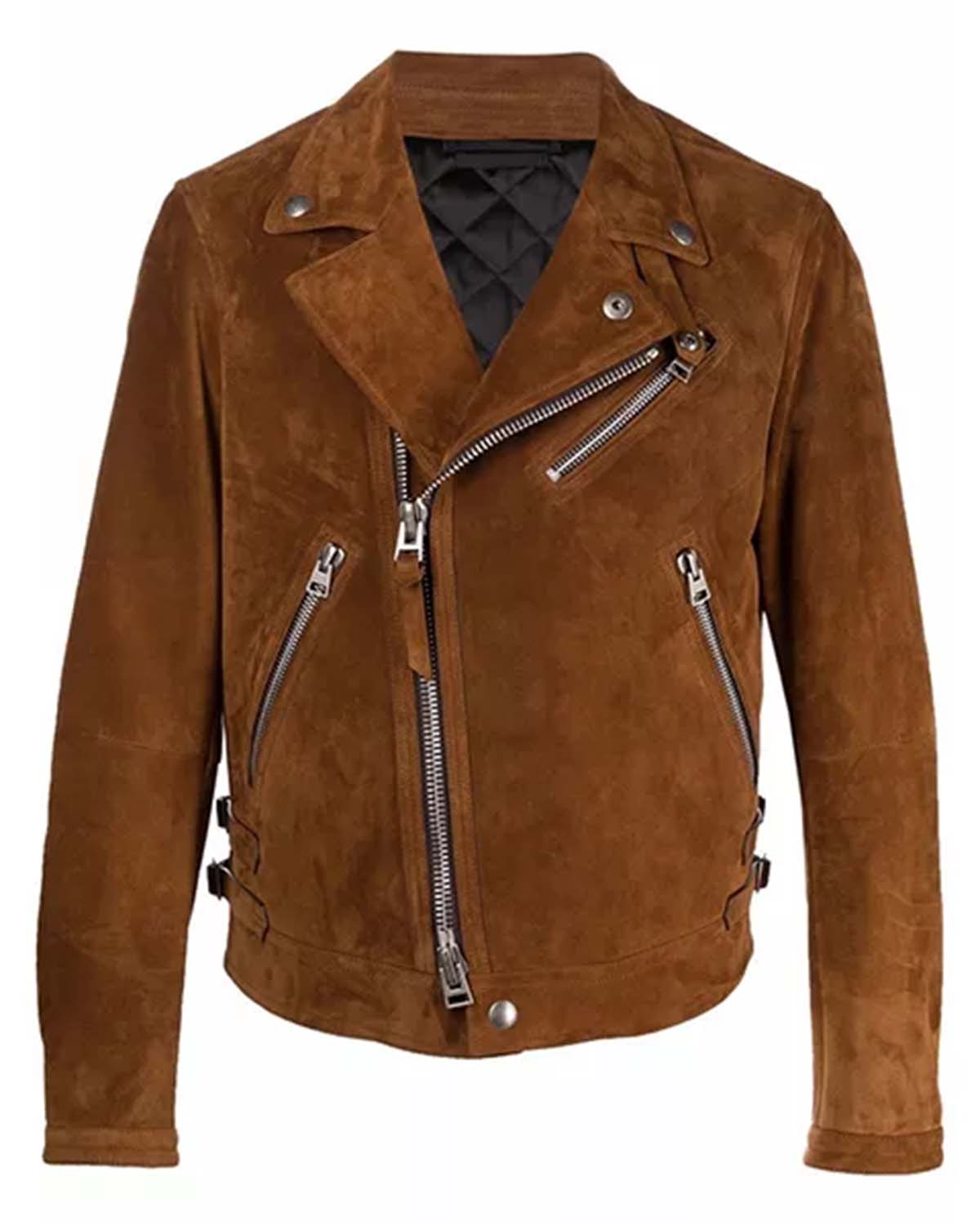 Men's Brown Suede Moto Jacket
