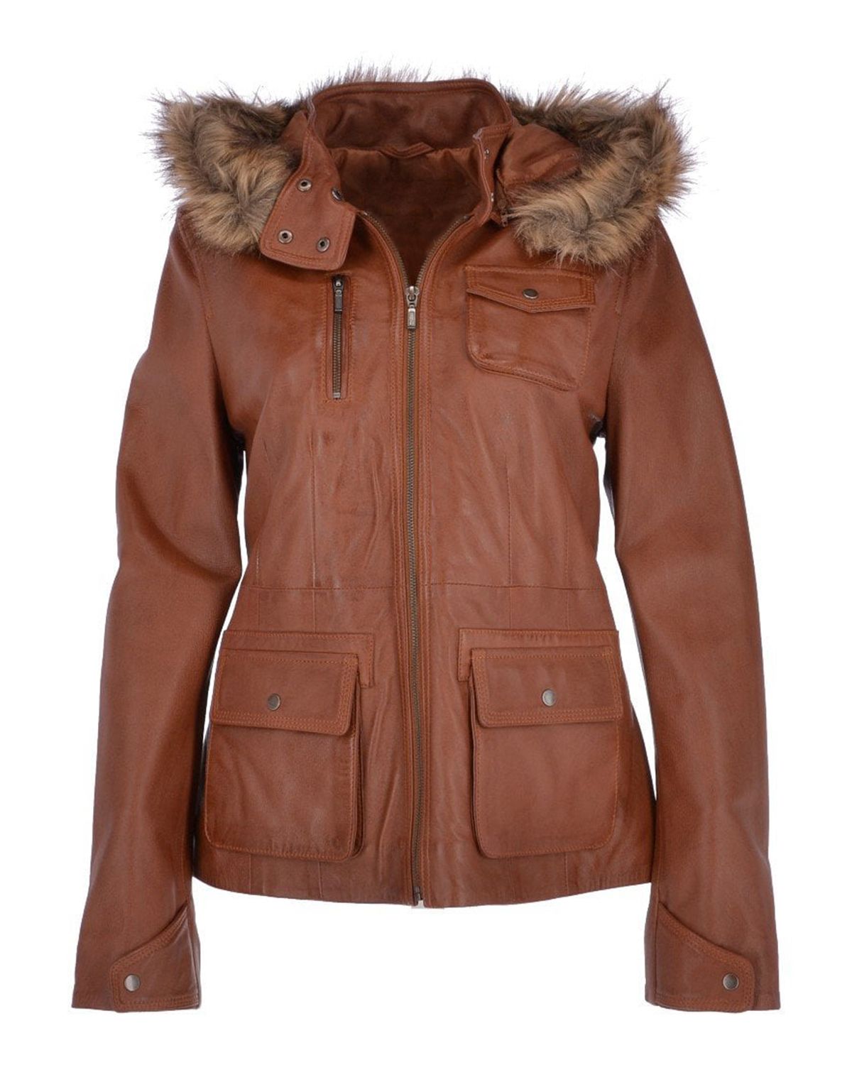 Women's Hooded Biker Real Sheepskin Leather Jacket