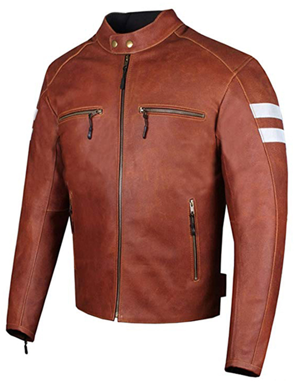 Brown Motorcycle Biker Vintage Leather Jacket For Men's