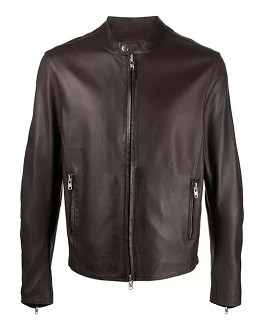 Men's Plain Brown Leather Jacket