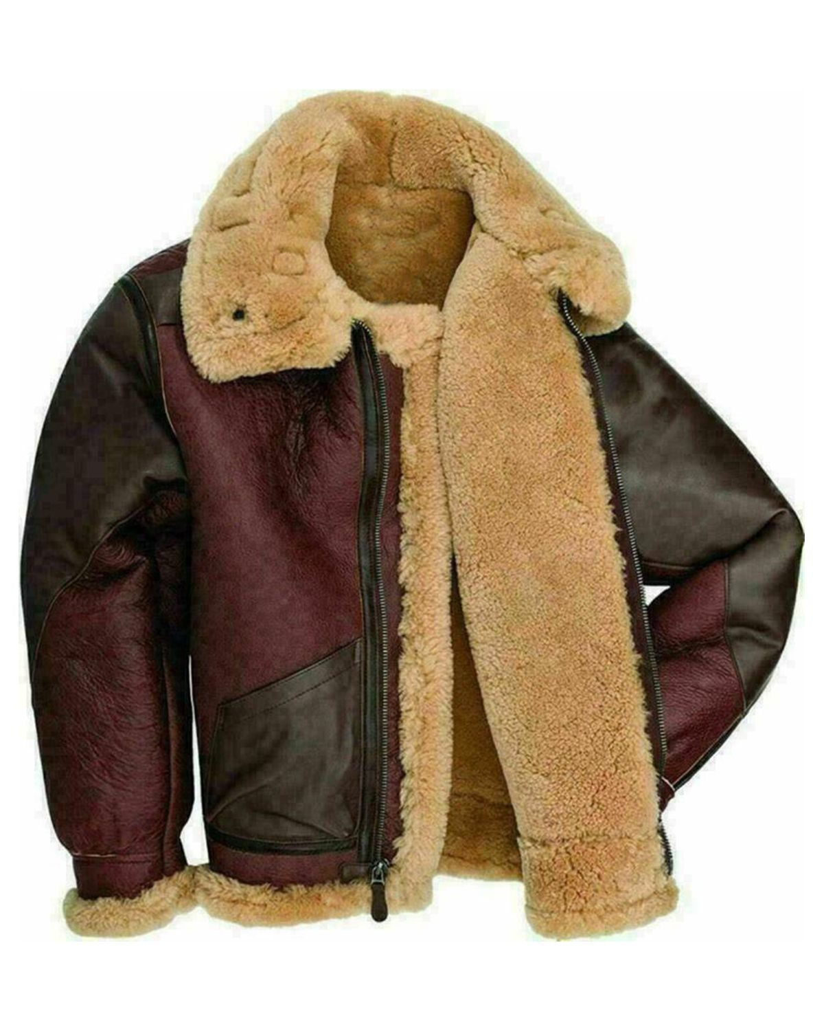 Maroon leather jacket front