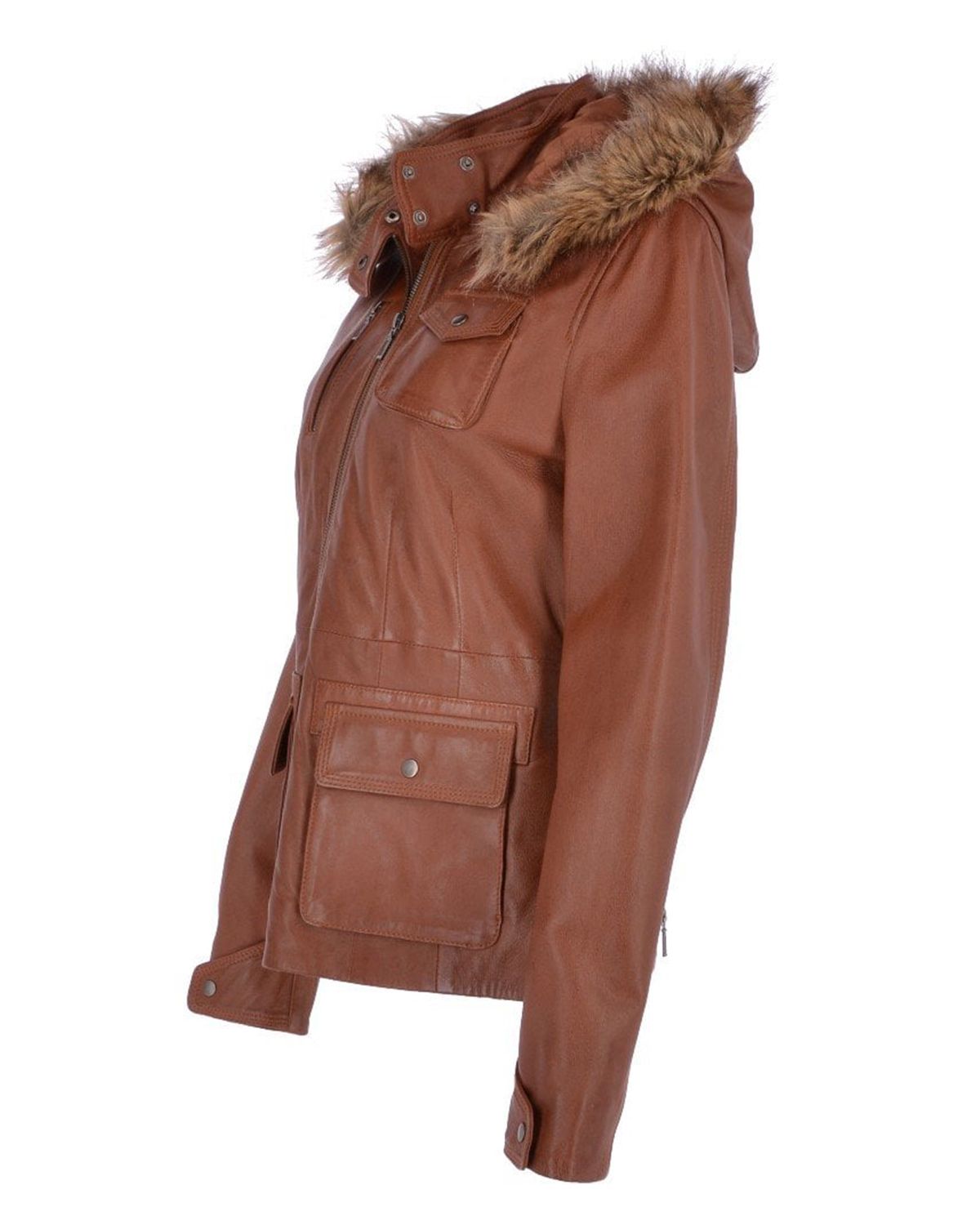 Women's Hooded Biker Real Sheepskin Leather Jacket