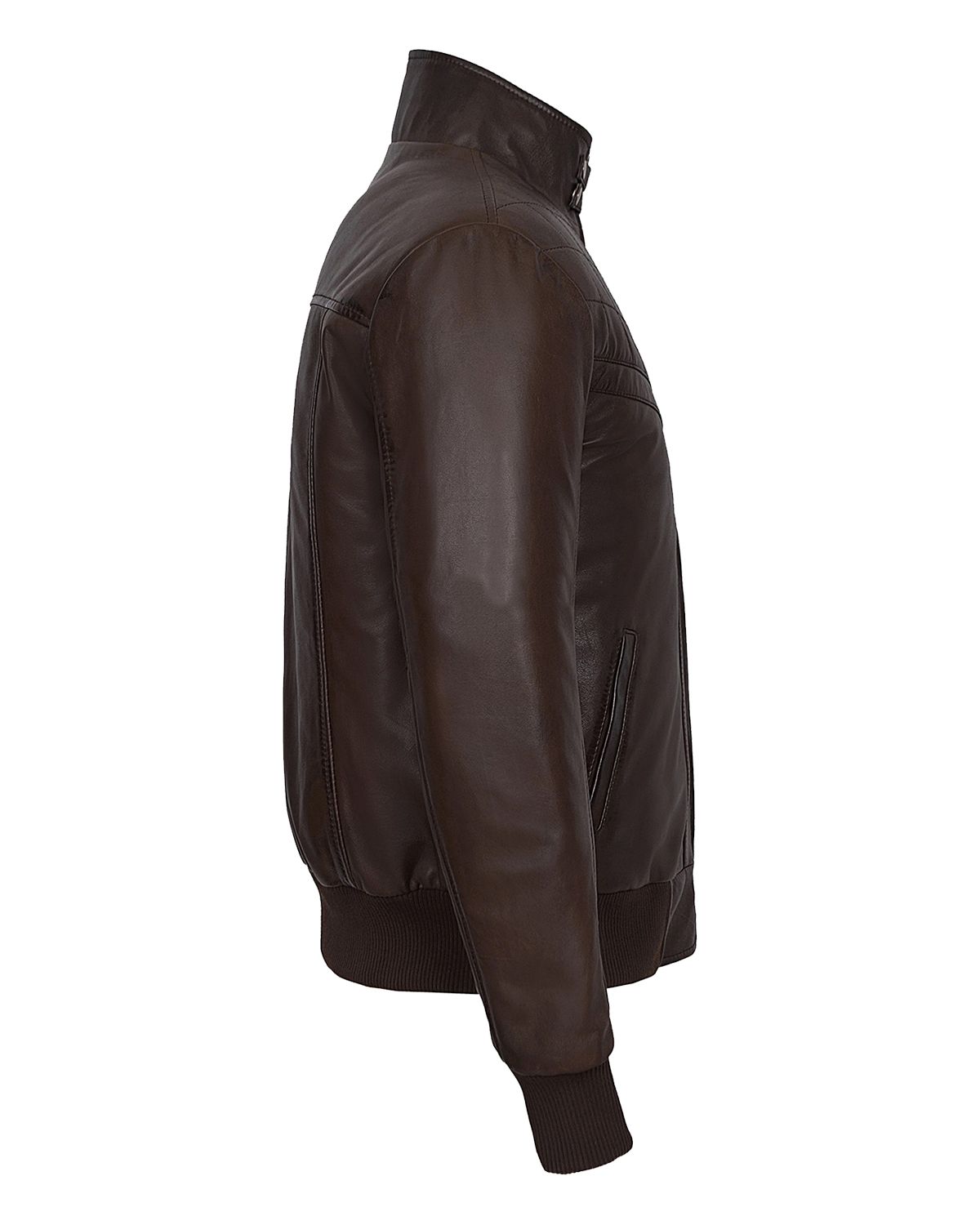 Men's Quilted Brown Retro Bomber Leather Jacket