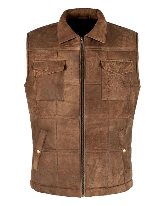 Men's Vintage Brown Body Warmer Leather Vest