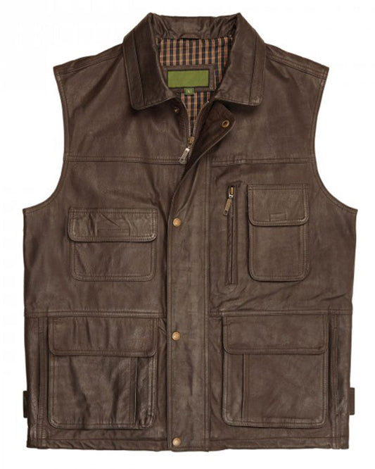 Men's Alf Brown Leather Vest