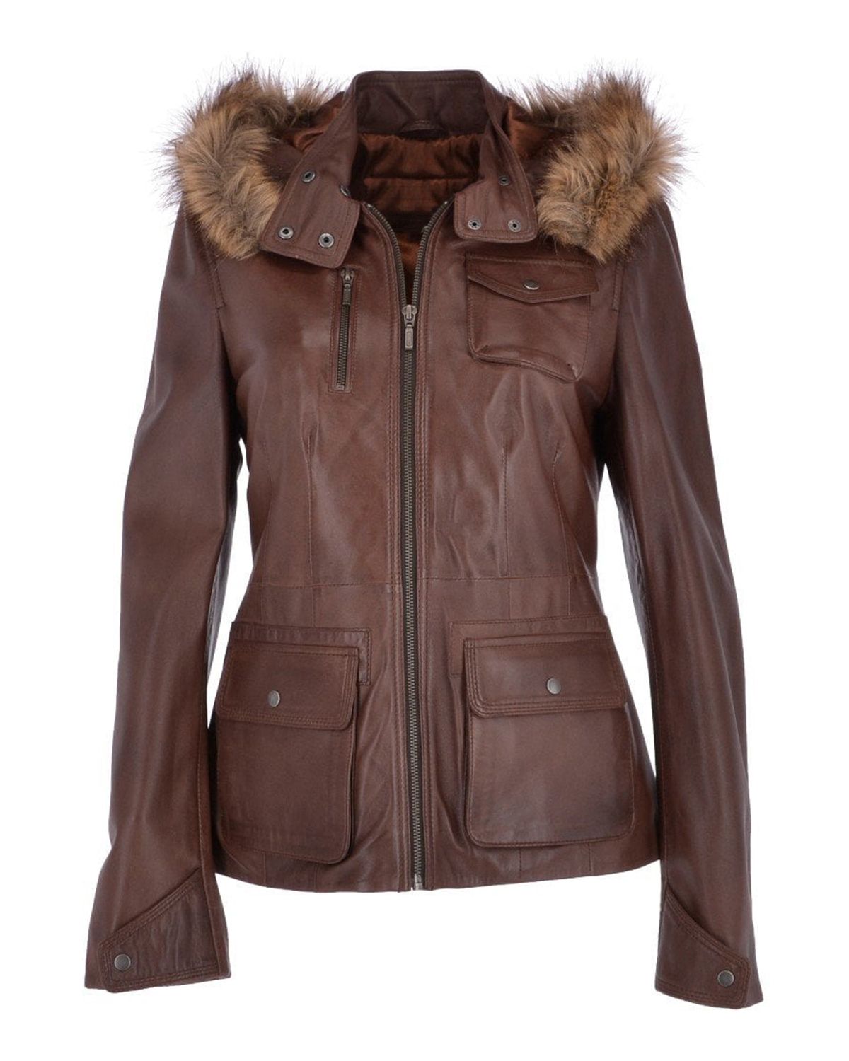 Women's Hooded Biker Real Sheepskin Leather Jacket
