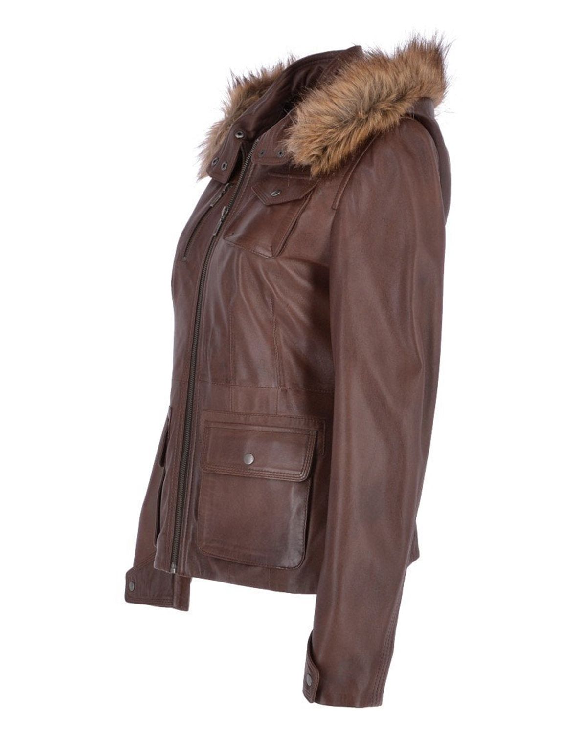 Women's Hooded Biker Real Sheepskin Leather Jacket