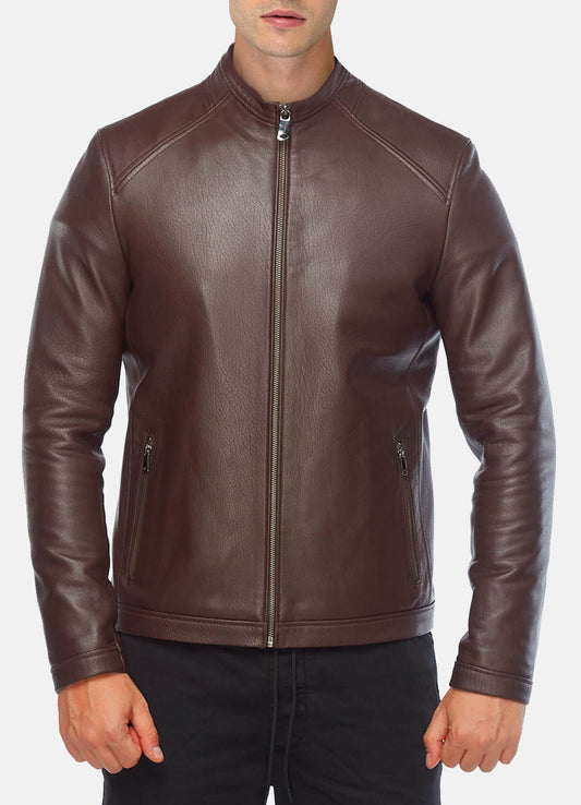 Men's Choco Brown Biker Leather Jacket
