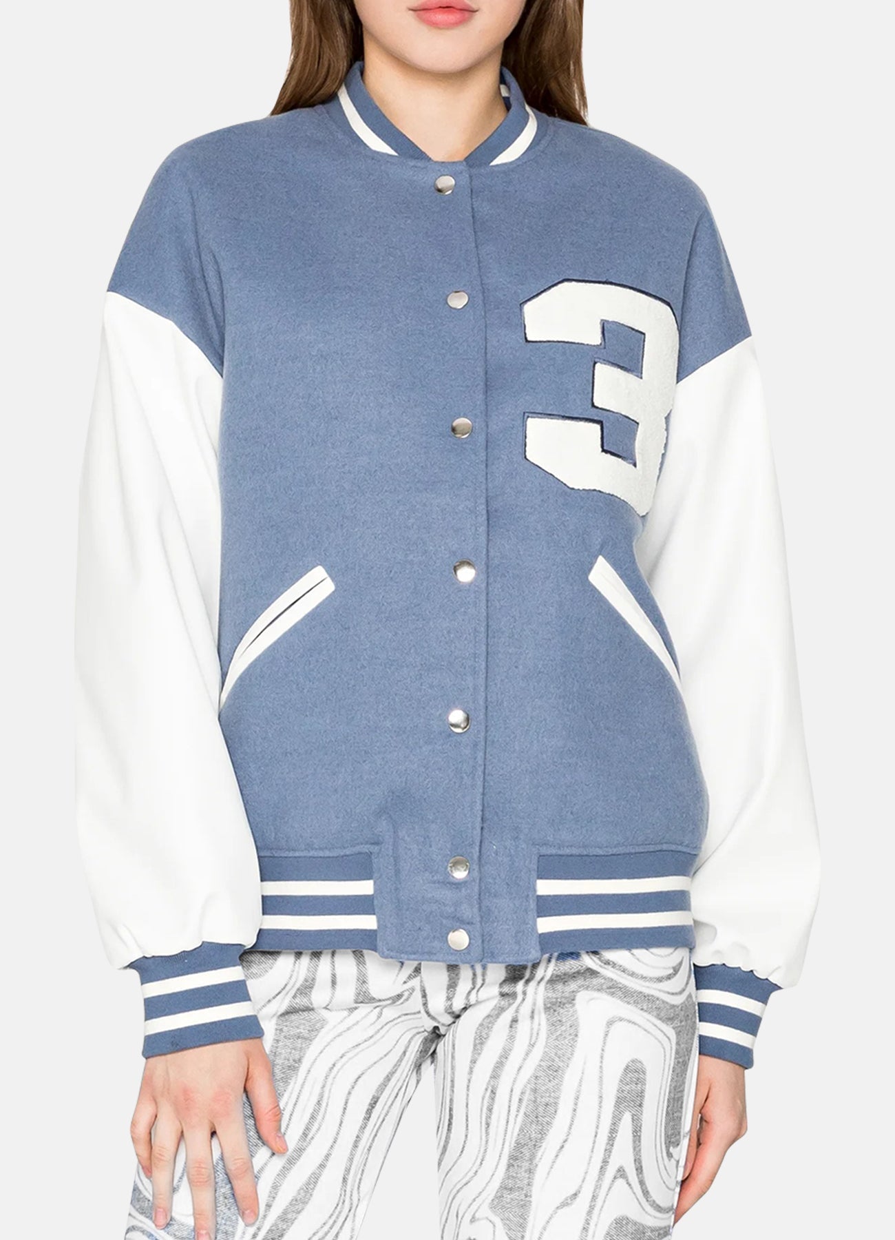 Women's Iconic Light Blue Varsity Jacket