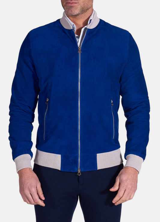 Men's Highstreet Blue Suede Leather Jacket
