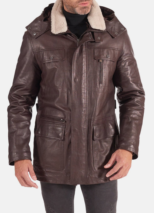 Men's Dark Brown Vintage Leather Coat
