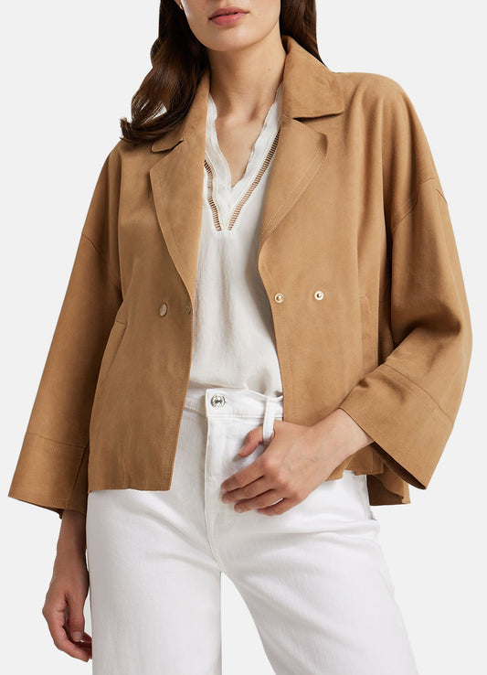 Women's Casual TAN Suede Leather Jacket