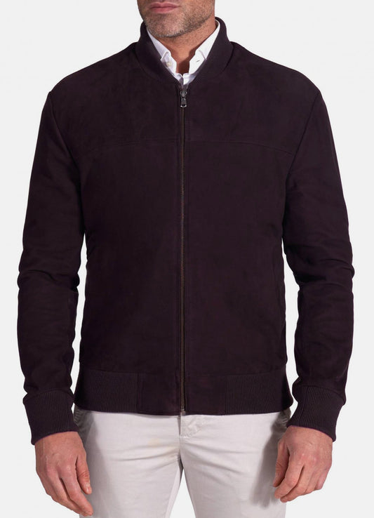 Men's Dark Purple Suede Leather Jacket