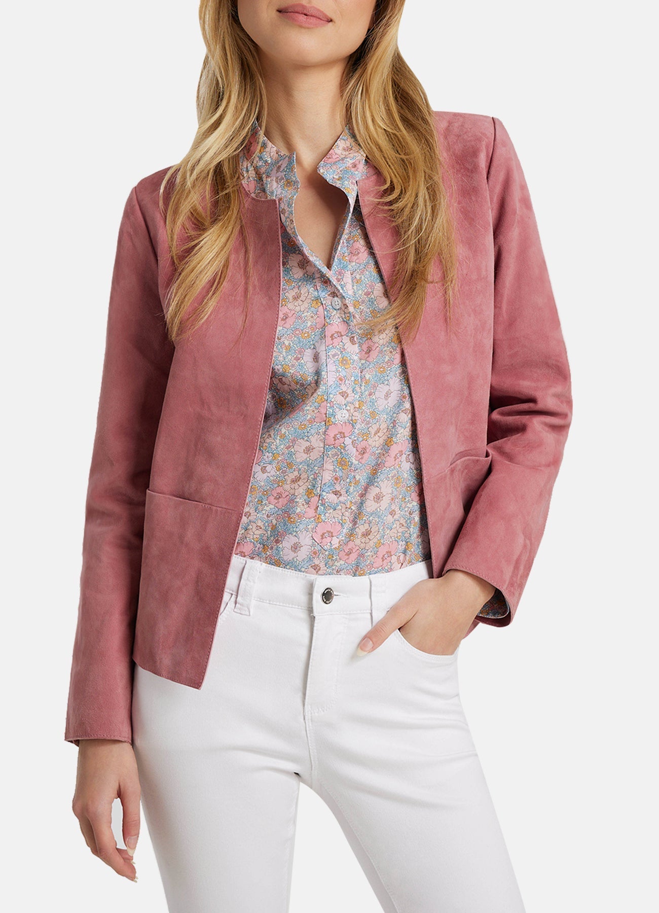 Women's Vintage Pink Suede Leather Jacket