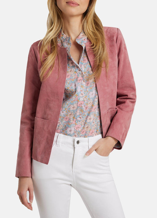 Women's Vintage Pink Suede Leather Jacket