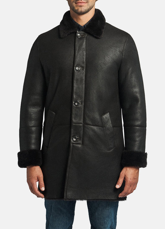 Men's Authentic Black Shearling Leather Coat