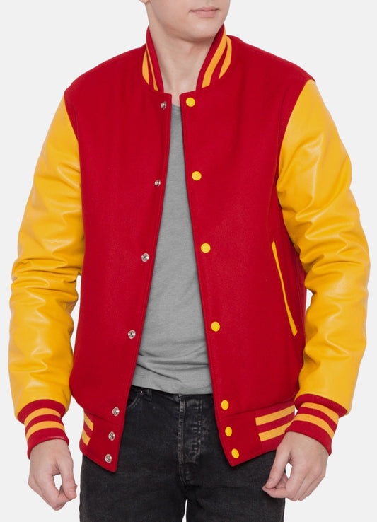 Men's Iconic Red and Yellow Varsity Jacket