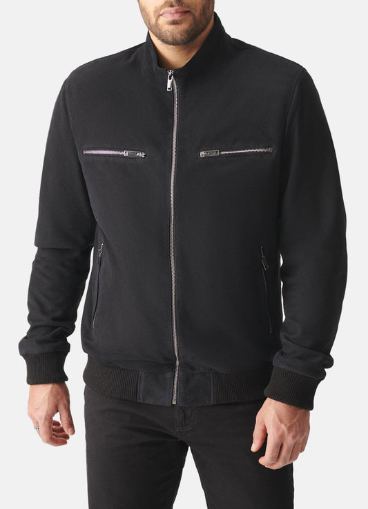 Men's Matt Black Suede Leather Jacket