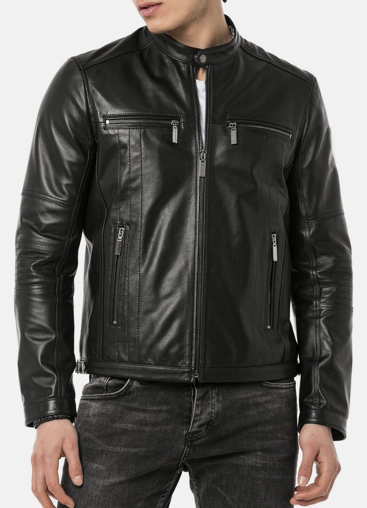 Men's Black Biker Leather Jacket