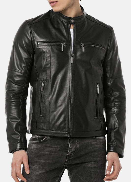 Men's Black Biker Leather Jacket