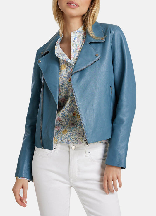 Women's Air Force Blue Biker Leather Jacket