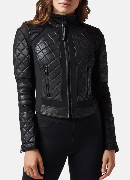 Women's Quilted Classic Black Biker Leather Jacket