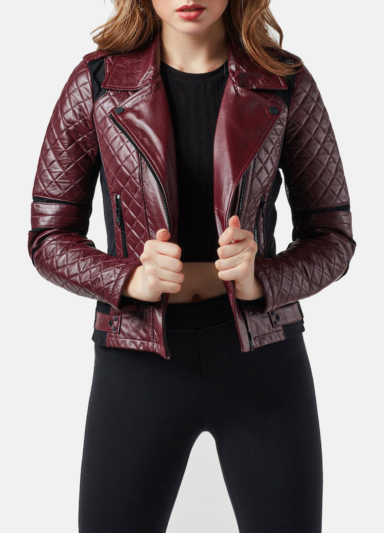 Women's Vintage Maroon Biker Leather Jacket