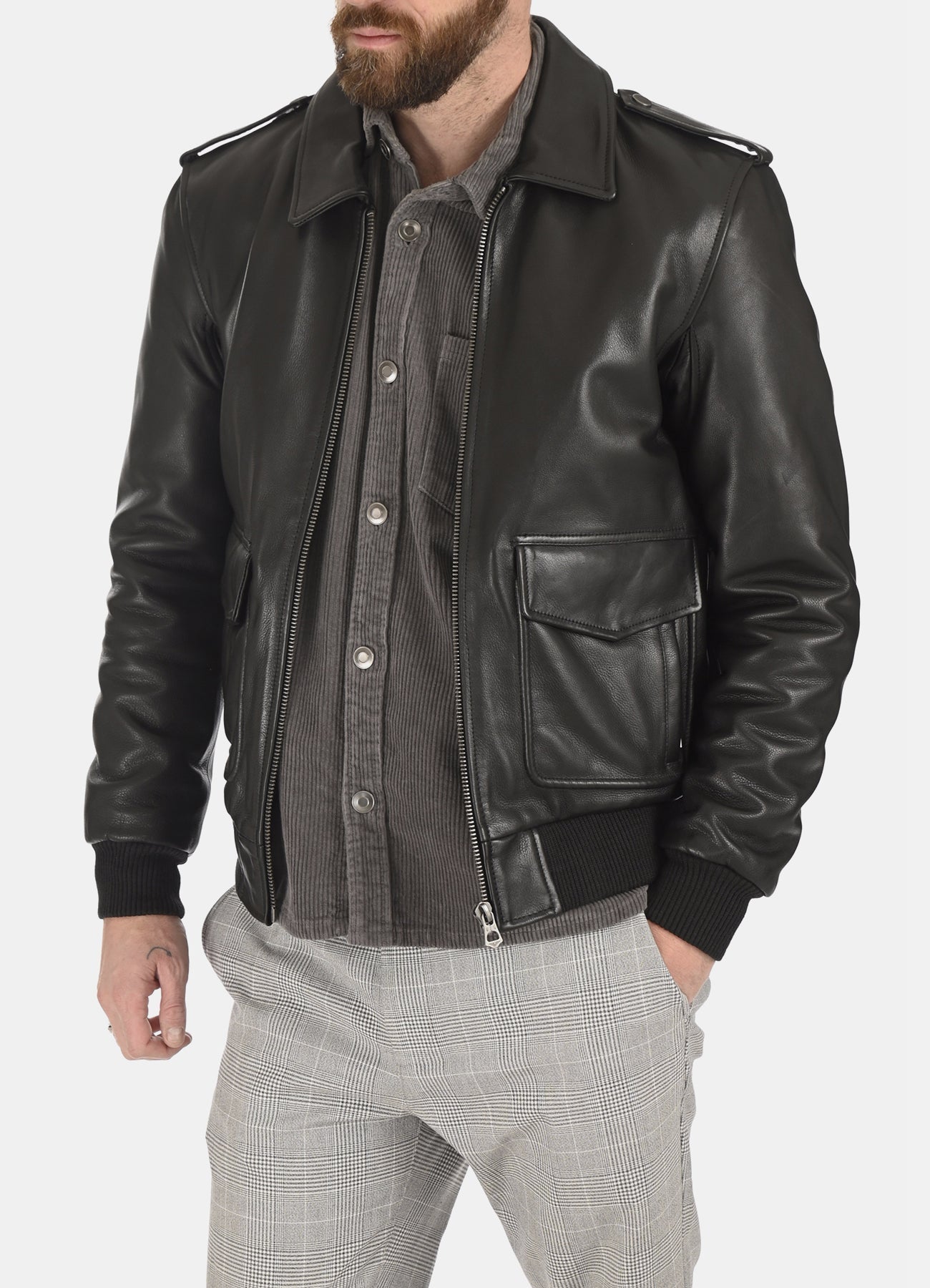 Men's Soft Black Bomber Leather Jacket