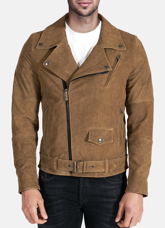 Men's Perfecto Brown Suede Leather Jacket