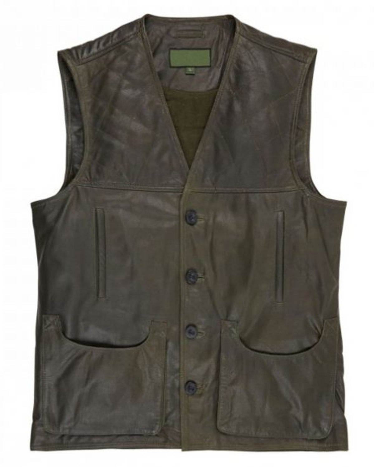 Men's Green Leather Gilet Vest