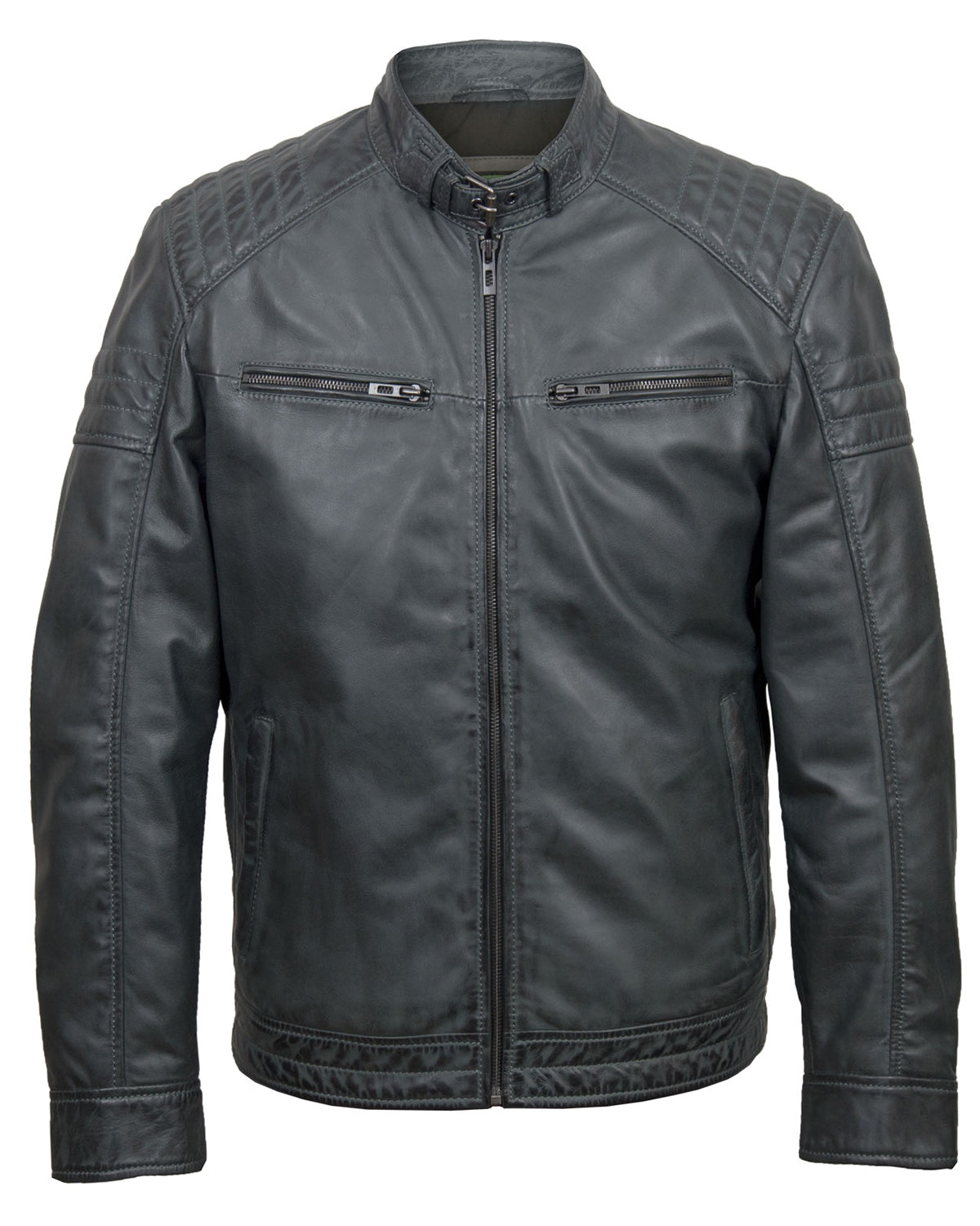 Men's Grey Leather Jacket