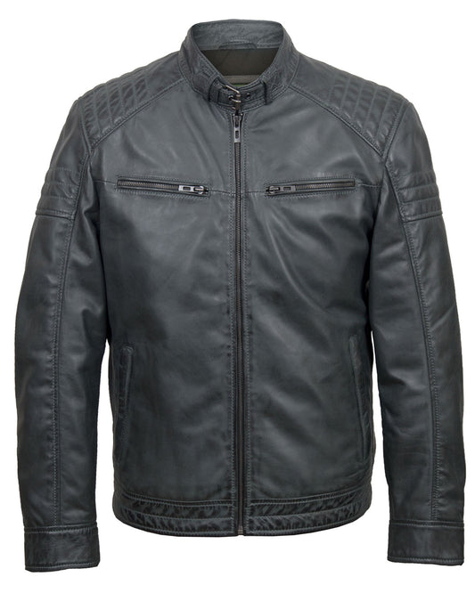 Men's Grey Leather Jacket