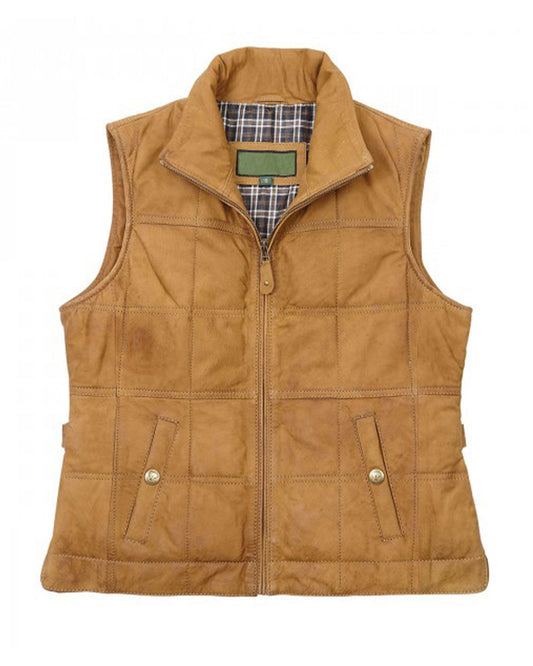 Women’s Tan Brown Stylish Leather Gilet