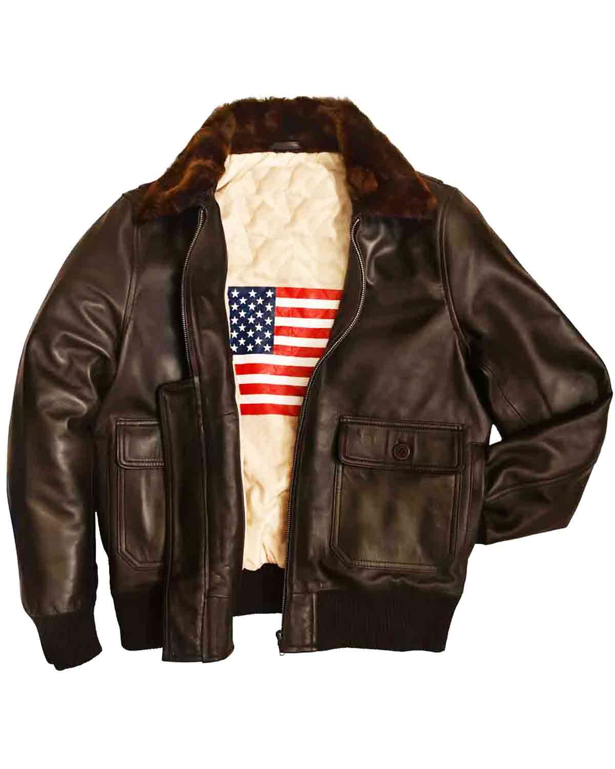 Navy G 1 Flight WWll Brown Aviator Men's Leather Jacket